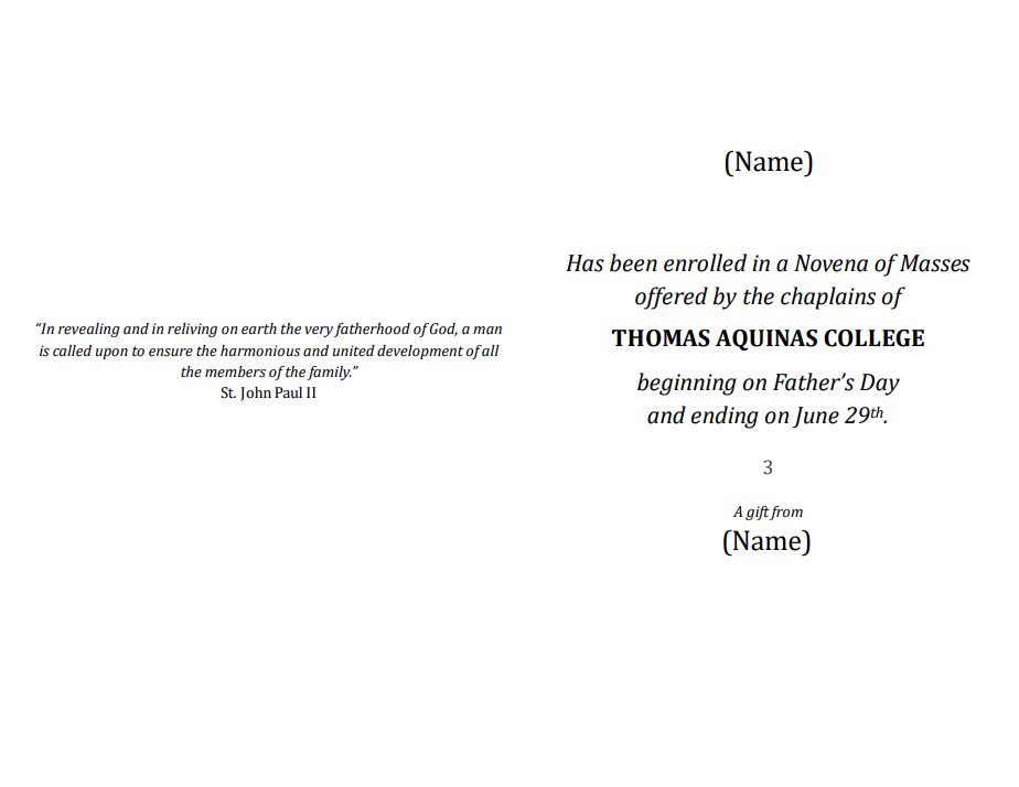 Father's Day Novena Card - Inside