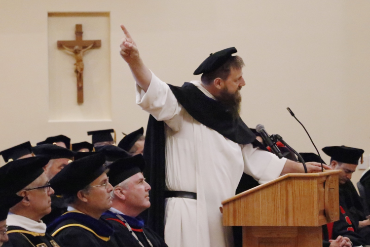 Father Winkowitsch delivers his Matriculation address