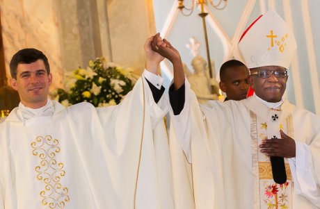 Rev. Deneys Williamson (’10) at his ordination with his bishop, the Most Rev. Buti Joseph Tlhagale, Archbishop of Johannesburg