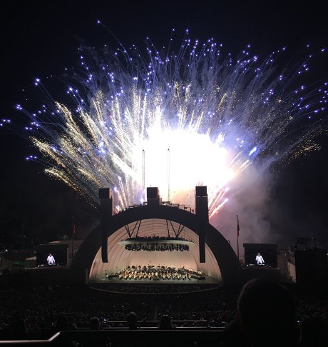 fireworks over the Hollywood Bowl