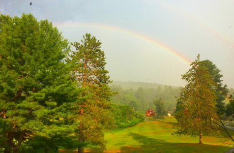 An evening rainbow over the New England campus!