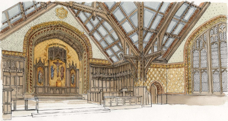 Painting of the plans for the sanctuary of Our Mother of Per