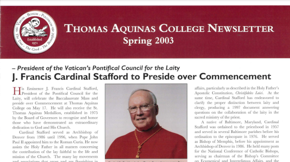 Spring 2003 Newsletter | Thomas Aquinas College