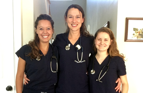 Katie Ellefson, RN, BSN (’16), Joanna Kaiser, RN, BSN (’15), and Annamaria Masteller, RN, BSN (’16)