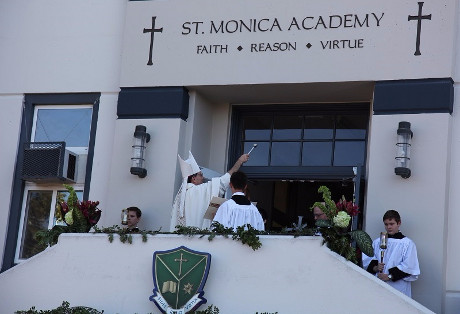 Bishop Brennan blesses St. Monica's