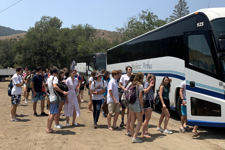 Students depart for the beach