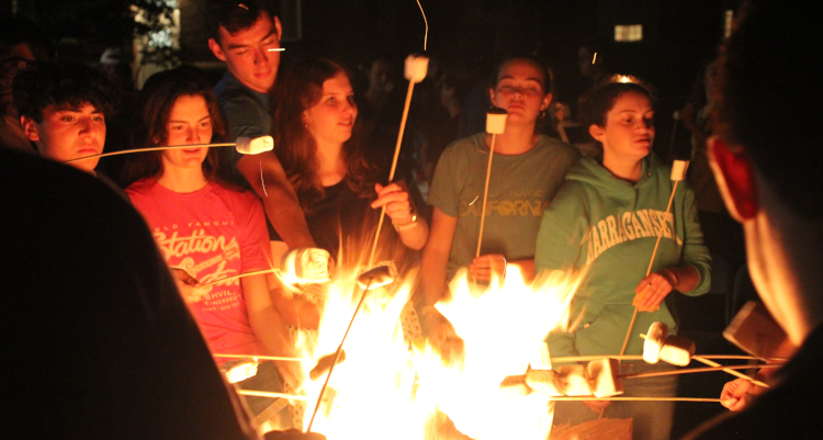 Students roast marshmallows