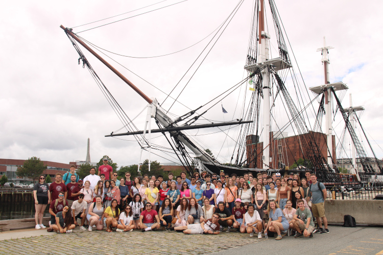 Students at the USS Constitution