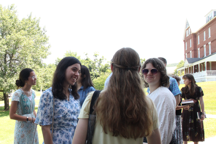 Students walk across campus