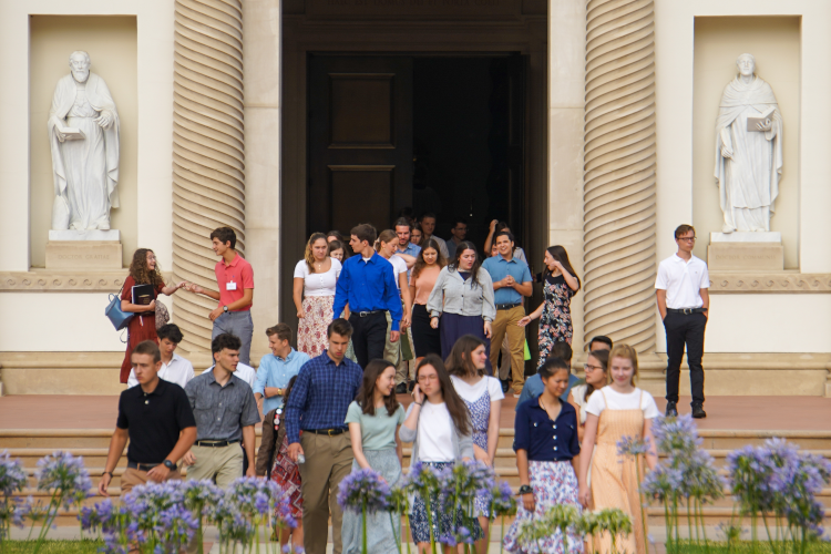 Students depart Chapel