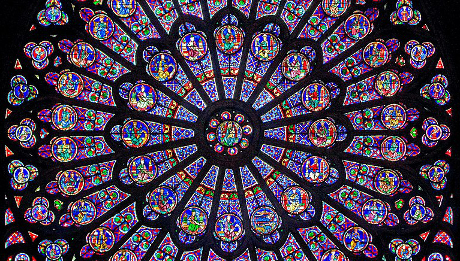 Rayonnant Gothic rose window (north transept), Notre-Dame de Paris Cathedral*
