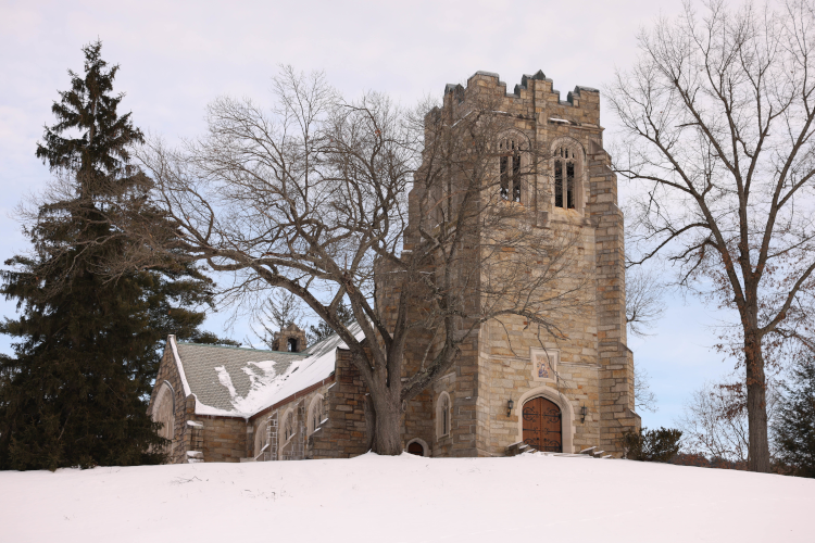 Our Mother of Perpetual Help Chapel in the snow