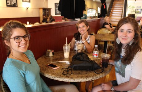Women enjoy drinks in a Santa Paula coffee shop