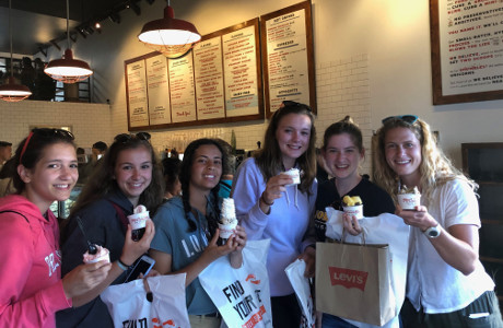 Students in ice cream store