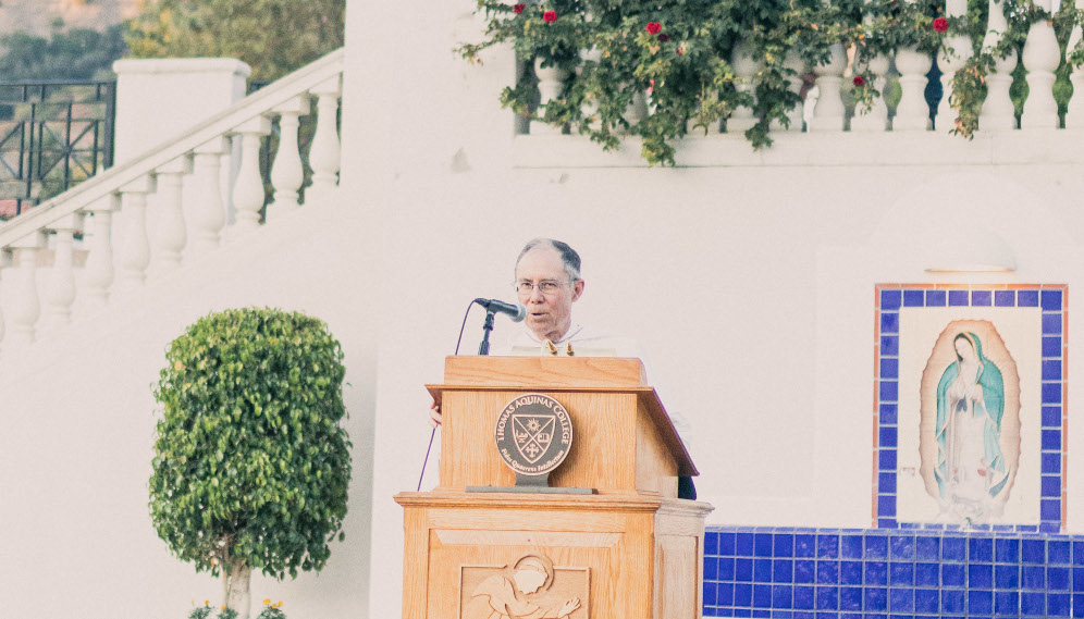 Fr. Paul gives a speech