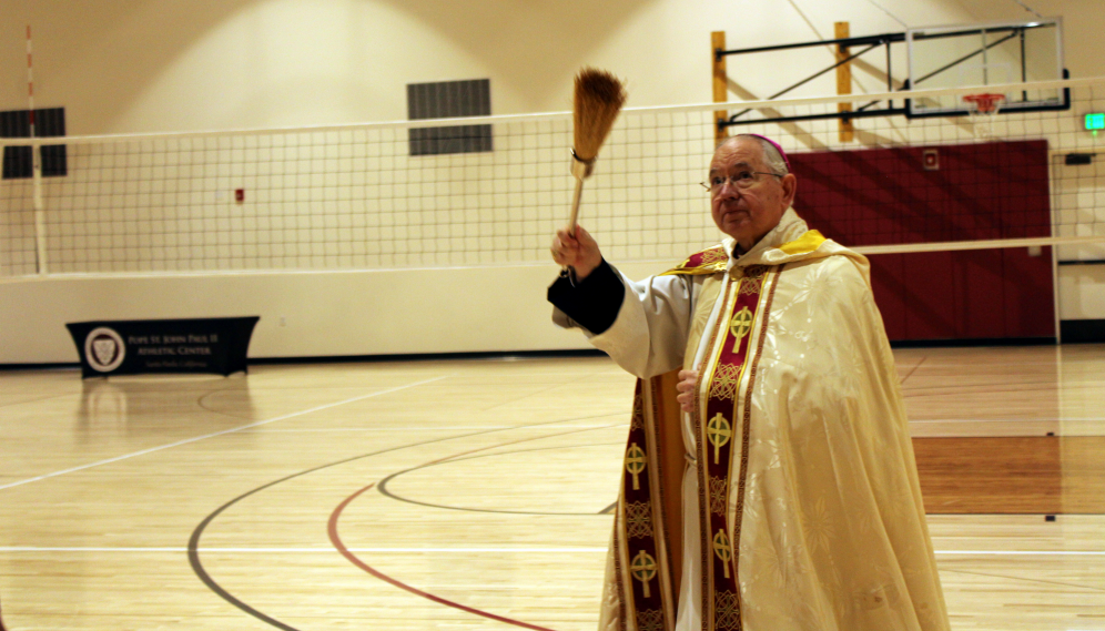 The Archbishop blesses the gym