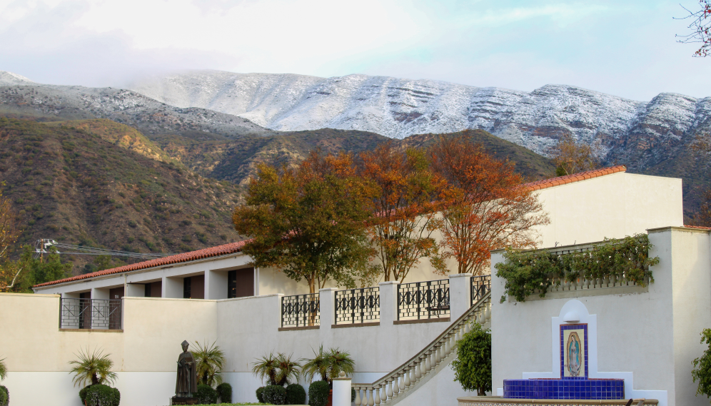 Snow on the mountains over the Guadalupe fountain