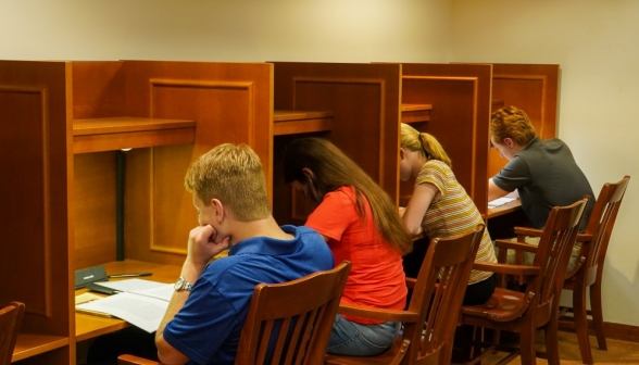 Students at the individual study desks