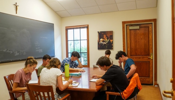 Students in one of the study rooms