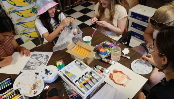 Students in art room