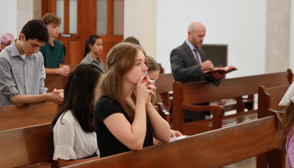 Students in the Chapel pews