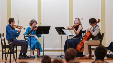 A string quartet performs