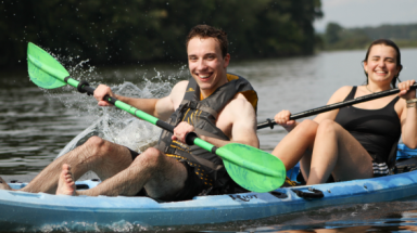 Students in a kayak