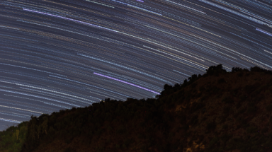 Composite image of a starwatching timelapse