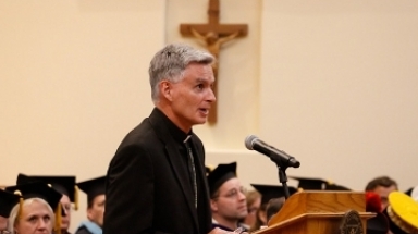 Bishop Thomas Daily gives his Matriculation remarks at Convo