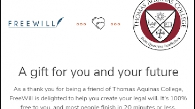 FreeWill and Thomas Aquinas College logos