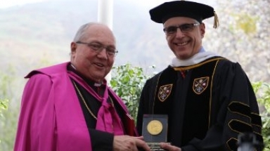 Bishop Morlino Receives the Saint Thomas Aquinas Medallion